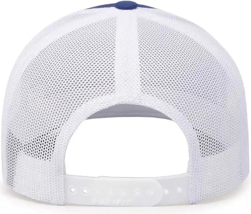 Pacific Headwear 104c Trucker Snapback Cap Royal White