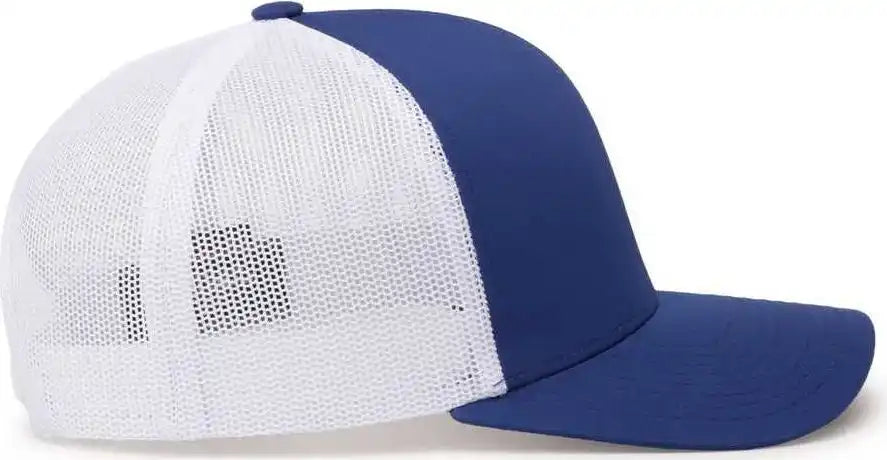 Pacific Headwear 104c Trucker Snapback Cap Royal White