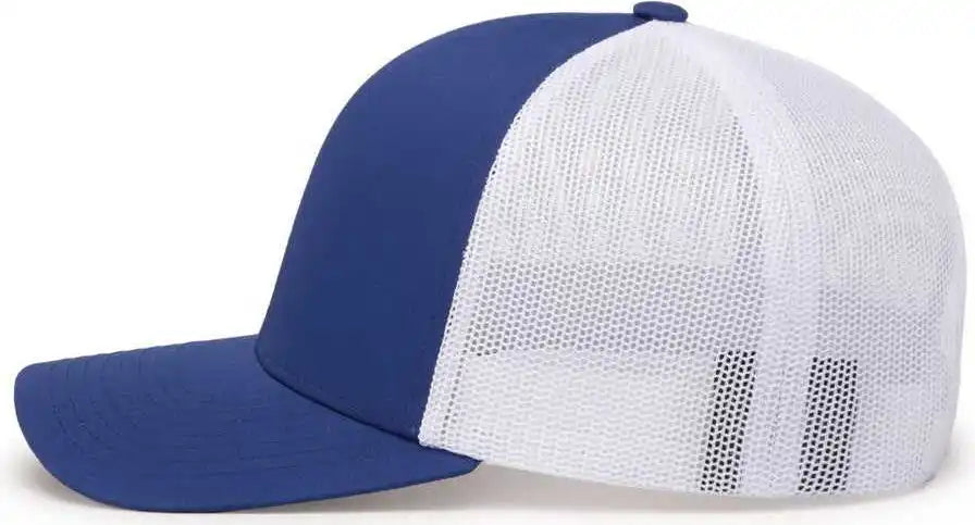 Pacific Headwear 104c Trucker Snapback Cap Royal White
