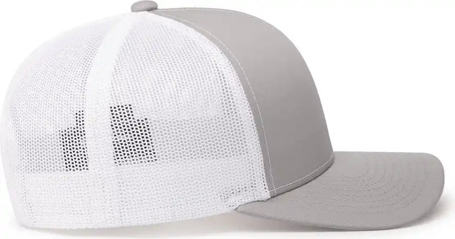 Pacific Headwear 104c Trucker Snapback Cap Silver White