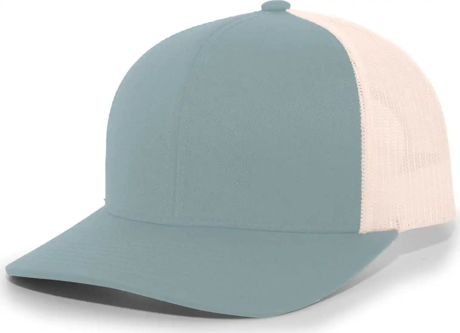 Pacific Headwear 104c Trucker Snapback Cap - Smoke Blue Beige - Columbia Ivory / 7’’ - 7 7/8’’