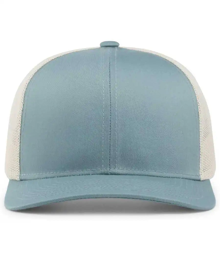 Pacific Headwear 104c Trucker Snapback Cap - Smoke Blue Beige - Columbia Ivory / 7’’ - 7 7/8’’
