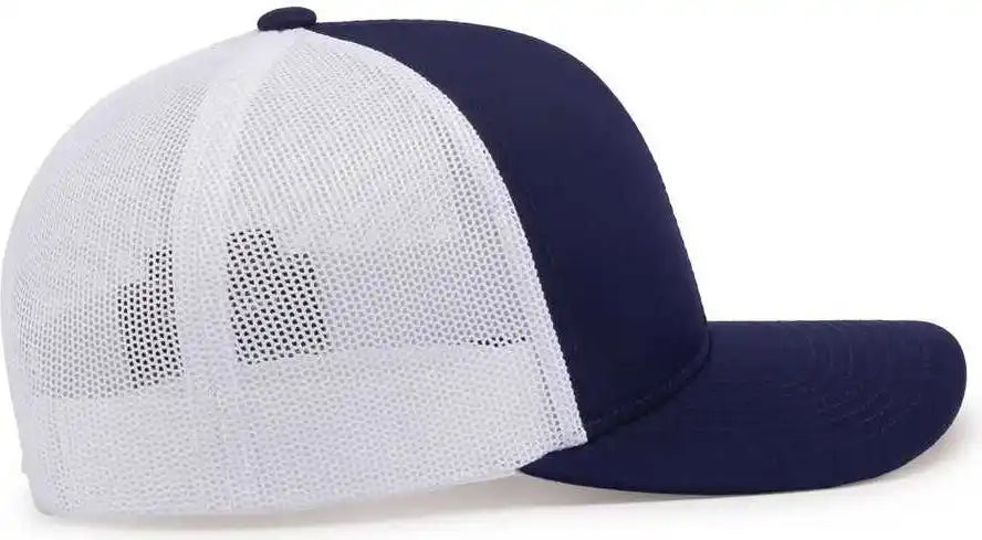 Pacific Headwear 104c Trucker Snapback Cap - True Navy White - 7’’ - 7 7/8’’