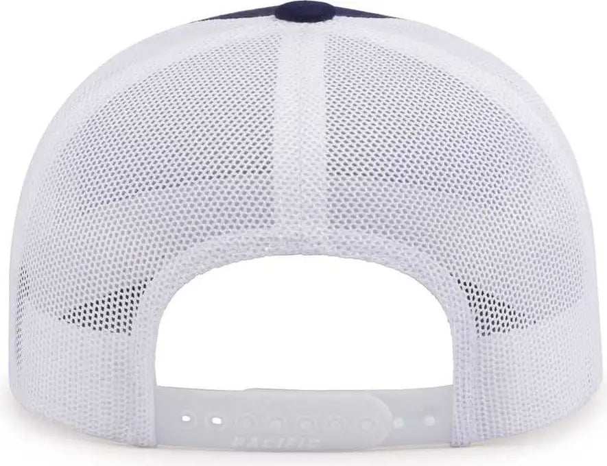 Pacific Headwear 104c Trucker Snapback Cap - True Navy White