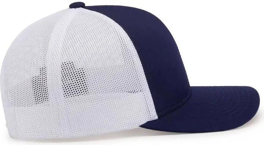 Pacific Headwear 104c Trucker Snapback Cap - True Navy White