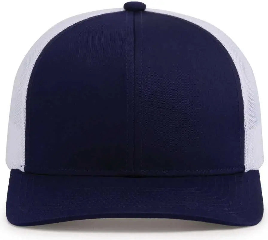 Pacific Headwear 104c Trucker Snapback Cap - True Navy White