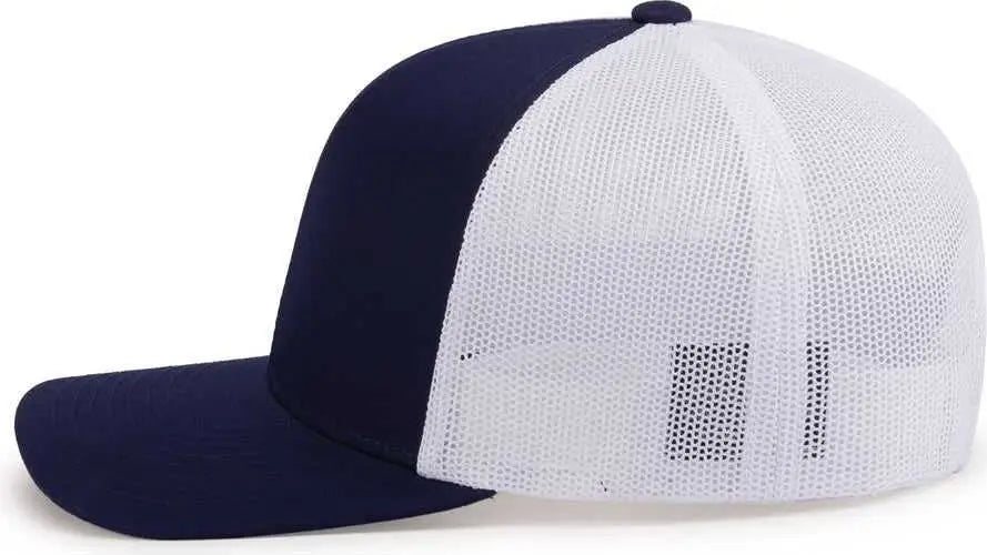 Pacific Headwear 104c Trucker Snapback Cap - True Navy White