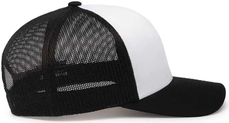 Pacific Headwear 104c Trucker Snapback Cap White Black / 7’’ 7 7/8’’