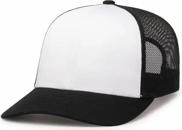 Pacific Headwear 104c Trucker Snapback Cap - White Black - 7’’ - 7 7/8’’