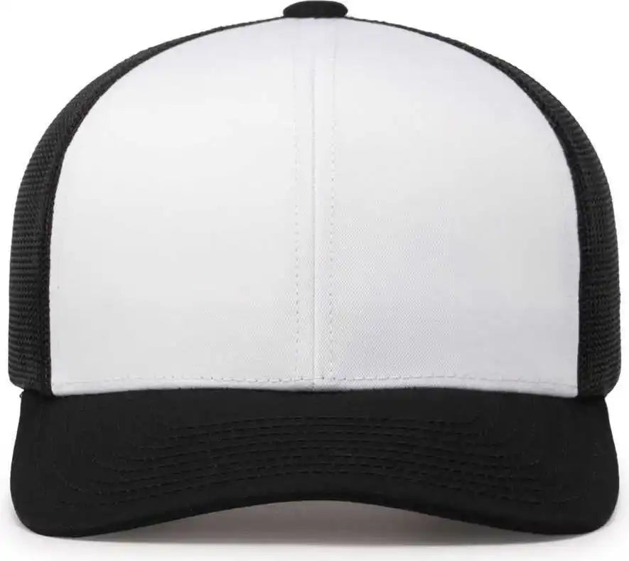 Pacific Headwear 104c Trucker Snapback Cap White Black / 7’’ 7 7/8’’