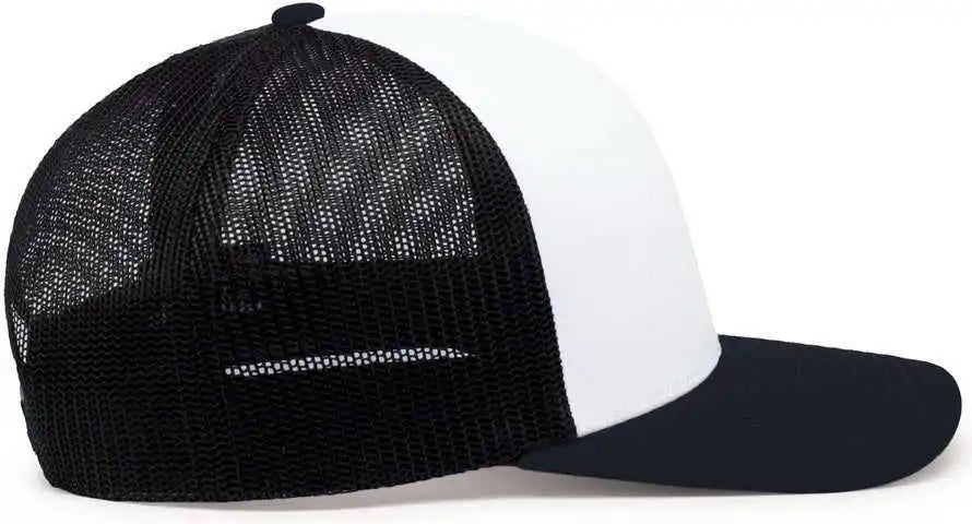 Pacific Headwear 104c Trucker Snapback Cap White Navy / 7’’ 7 7/8’’