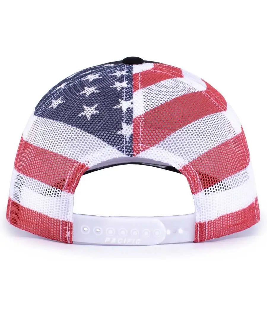 Pacific Headwear 104p Printed Trucker Cap - Black Usa - Usa / 7’’ - 7 7/8’’
