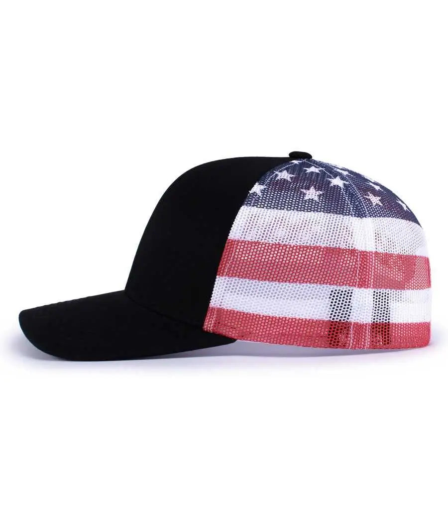 Pacific Headwear 104p Printed Trucker Cap - Black Usa - Usa / 7’’ - 7 7/8’’