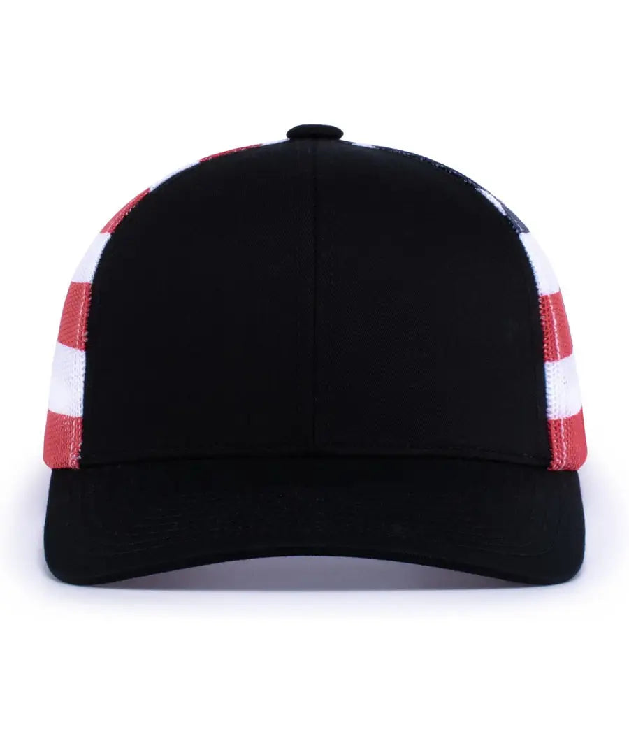 Pacific Headwear 104p Printed Trucker Cap - Black Usa - Usa / 7’’ - 7 7/8’’