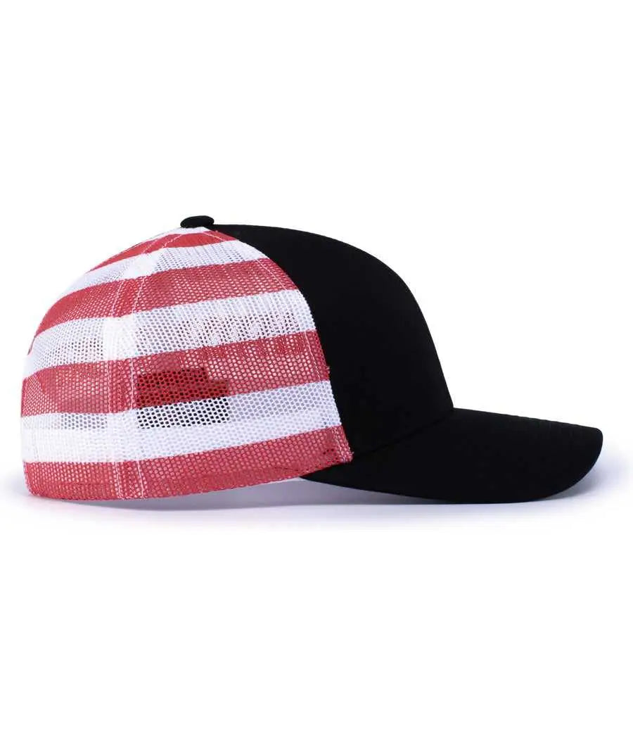 Pacific Headwear 104p Printed Trucker Cap - Black Usa - Usa / 7’’ - 7 7/8’’