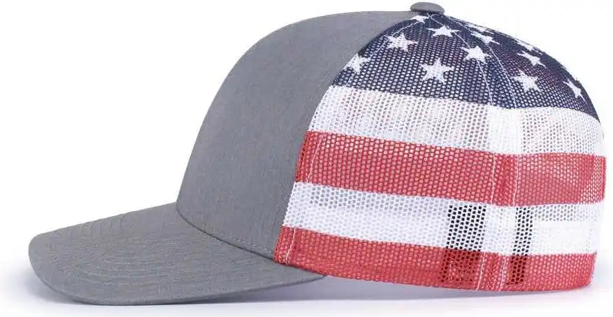 Pacific Headwear 104p Printed Trucker Cap - Heather Grey Usa - Usa / 7’’ - 7 7/8’’