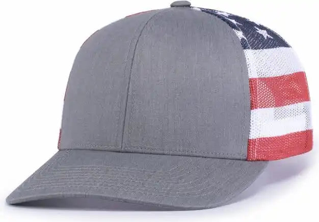 Pacific Headwear 104p Printed Trucker Cap - Heather Grey Usa - Usa / 7’’ - 7 7/8’’
