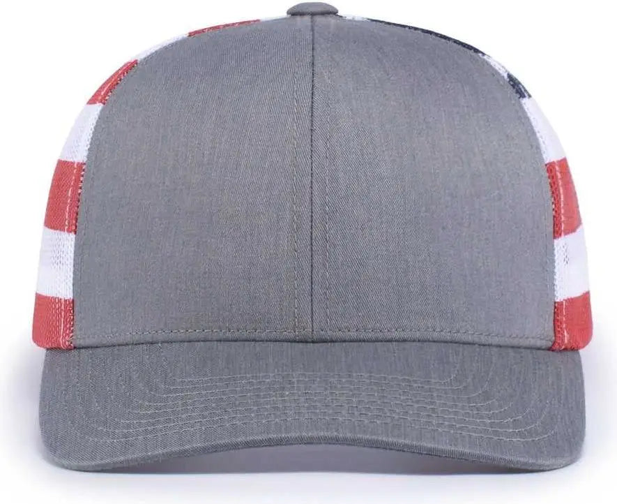 Pacific Headwear 104p Printed Trucker Cap - Heather Grey Usa