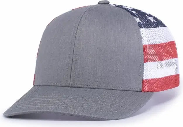Pacific Headwear 104p Printed Trucker Cap - Heather Grey Usa