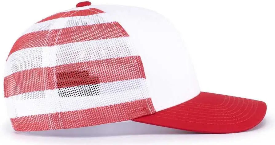 Pacific Headwear 104p Printed Trucker Cap - White Usa Red - Usa / 7’’ - 7 7/8’’