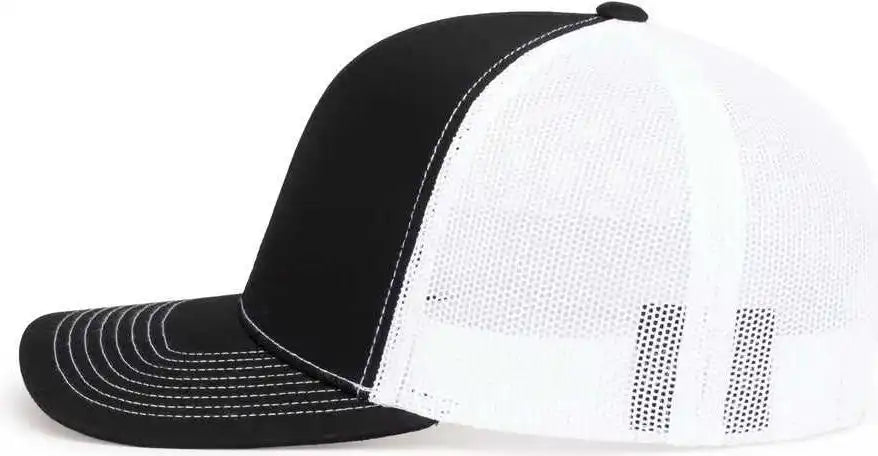 Pacific Headwear 104s Contrast Stitch Snapback Trucker Cap Black White / 7’’ 7 7/8’’