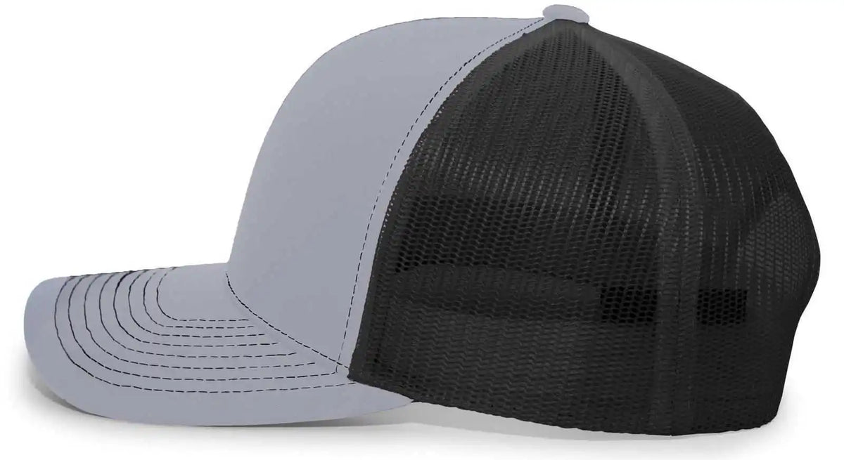 Pacific Headwear 104s Contrast Stitch Snapback Trucker Cap Heather Grey Black Gr Gray White / 7’’ 7 7/8’’