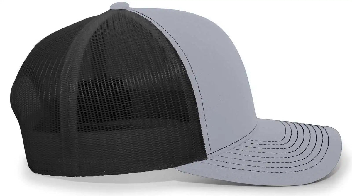 Pacific Headwear 104s Contrast Stitch Snapback Trucker Cap Heather Grey Black Gr Gray White / 7’’ 7 7/8’’