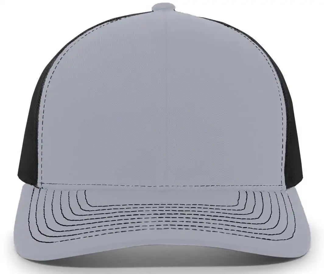 Pacific Headwear 104s Contrast Stitch Snapback Trucker Cap Heather Grey Black Gr Gray White / 7’’ 7 7/8’’