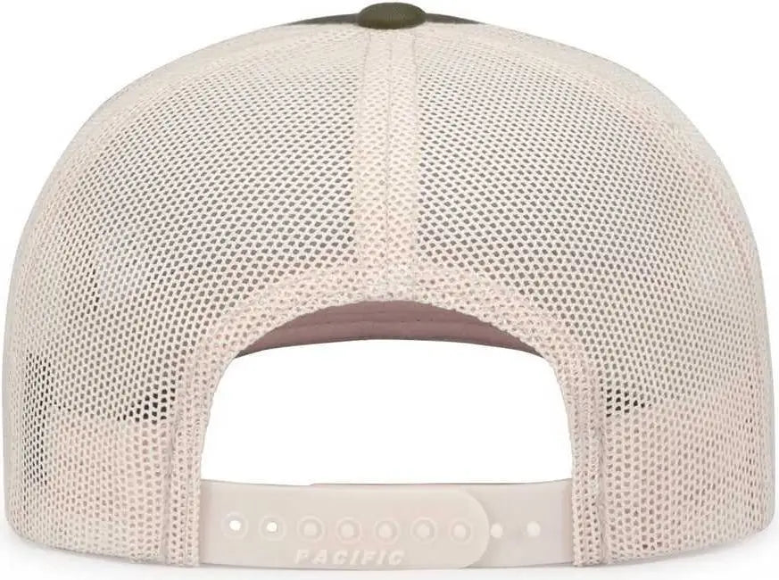 Pacific Headwear 104s Contrast Stitch Snapback Trucker Cap - Mossgreen Beige - Green Ivory / 7’’ - 7 7/8’’