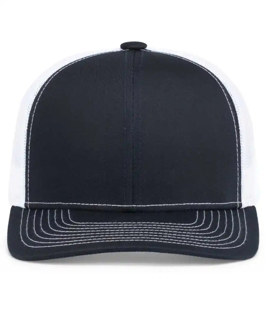 Pacific Headwear 104s Contrast Stitch Snapback Trucker Cap Navy White / 7’’ 7 7/8’’