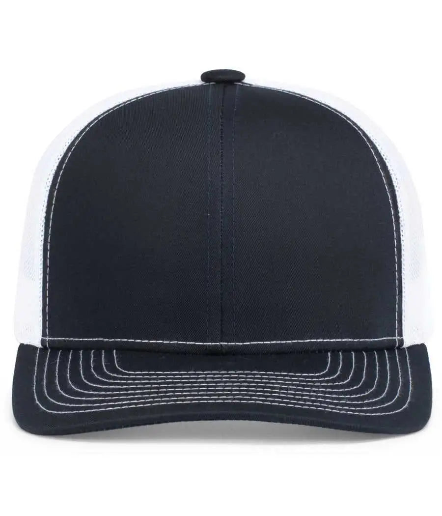 Pacific Headwear 104s Contrast Stitch Snapback Trucker Cap - Navy White - 7’’ - 7 7/8’’