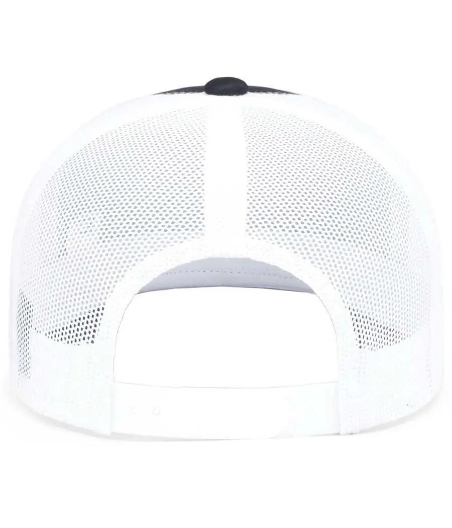 Pacific Headwear 104s Contrast Stitch Snapback Trucker Cap - Navy White - 7’’ - 7 7/8’’