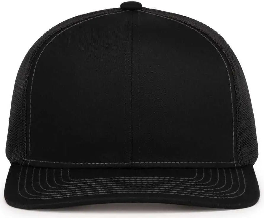 Pacific Headwear 104s Contrast Stitch Trucker Snapback - Black Graphite - Dark Gray / 7’’ 7 7/8’’