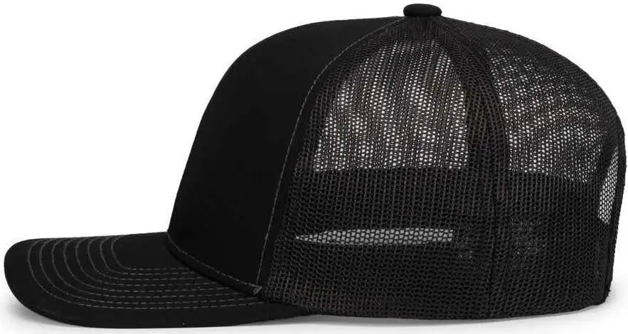 Pacific Headwear 104s Contrast Stitch Trucker Snapback - Black Graphite - Dark Gray / 7’’ 7 7/8’’