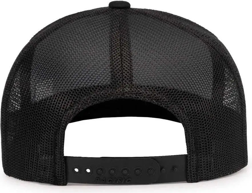 Pacific Headwear 104s Contrast Stitch Trucker Snapback - Black Graphite - Dark Gray / 7’’ 7 7/8’’