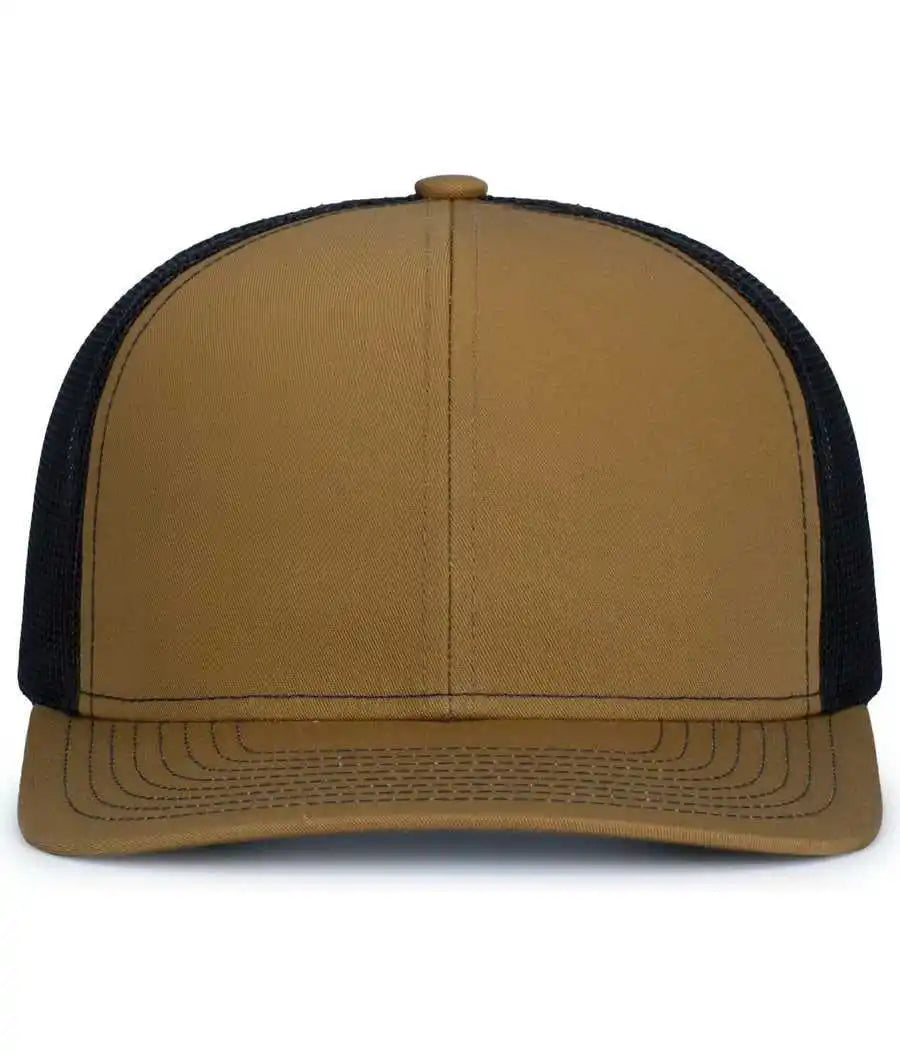 Pacific Headwear 104s Contrast Stitch Trucker Snapback Buck Lt Charcoal Brown Gray / 7’’ 7 7/8’’
