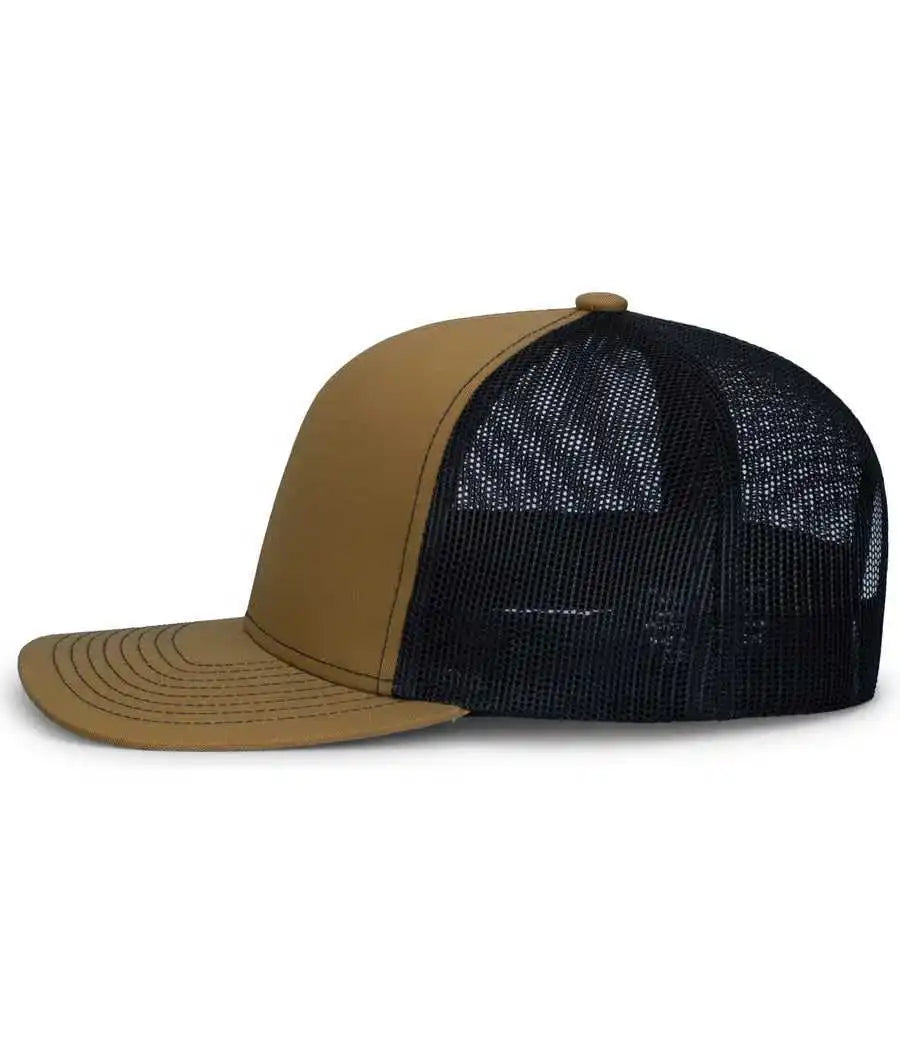 Pacific Headwear 104s Contrast Stitch Trucker Snapback Buck Lt Charcoal Brown Gray / 7’’ 7 7/8’’