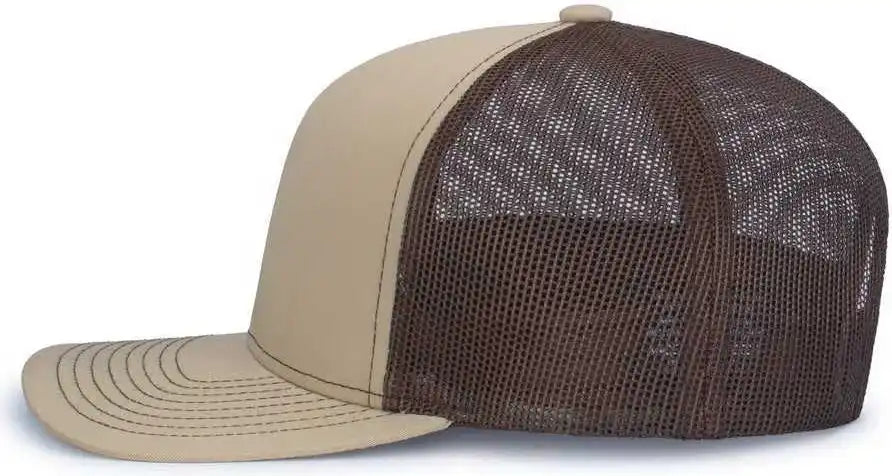 Pacific Headwear 104s Contrast Stitch Trucker Snapback Khaki Brown / 7’’ 7 7/8’’