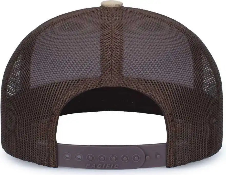 Pacific Headwear 104s Contrast Stitch Trucker Snapback Khaki Brown / 7’’ 7 7/8’’