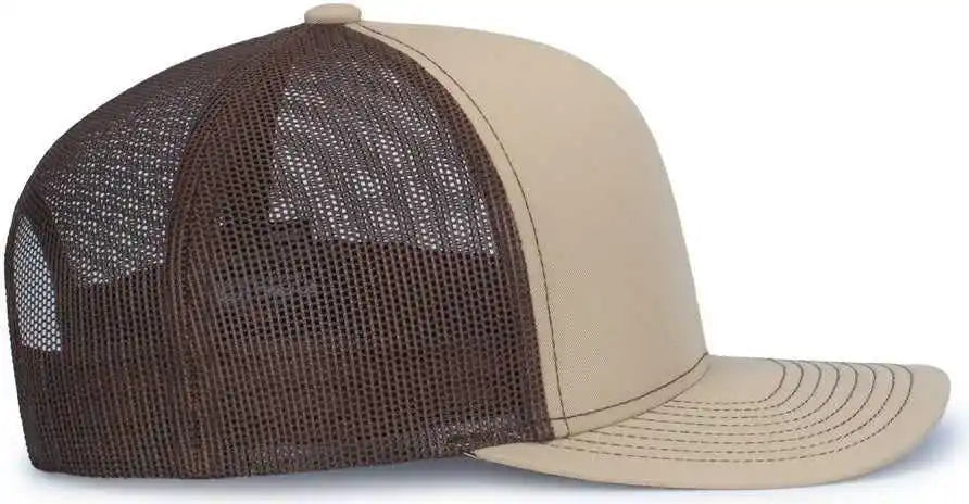 Pacific Headwear 104s Contrast Stitch Trucker Snapback Khaki Brown / 7’’ 7 7/8’’