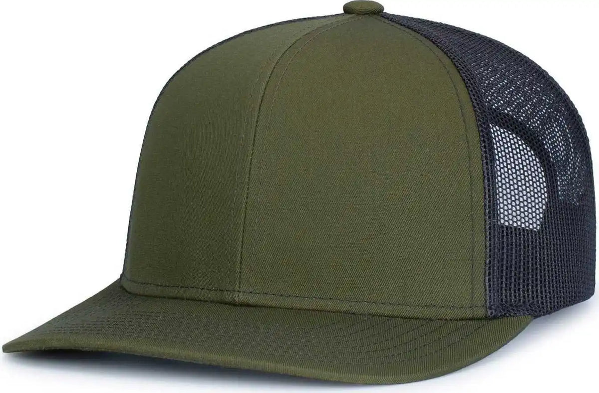 Pacific Headwear 104s Contrast Stitch Trucker Snapback Moss Lt Charcoal Olive Gray / 7’’ 7 7/8’’