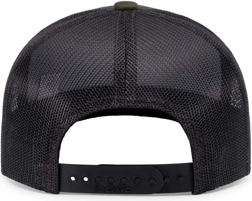 Pacific Headwear 104s Contrast Stitch Trucker Snapback Moss Lt Charcoal Olive Gray / 7’’ 7 7/8’’