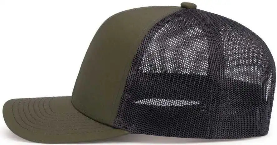 Pacific Headwear 104s Contrast Stitch Trucker Snapback Moss Lt Charcoal Olive Gray / 7’’ 7 7/8’’