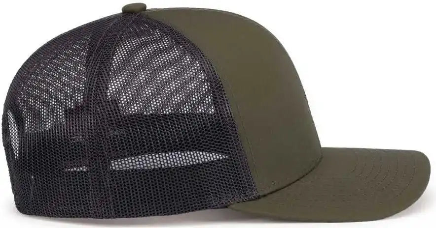 Pacific Headwear 104s Contrast Stitch Trucker Snapback Moss Lt Charcoal Olive Gray / 7’’ 7 7/8’’