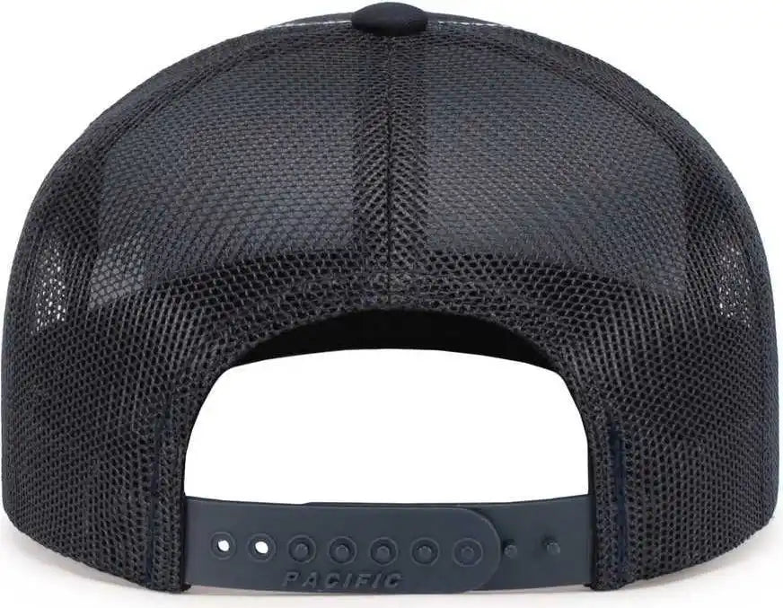 Pacific Headwear 104s Contrast Stitch Trucker Snapback - Navy White - 7’’ 7 7/8’’