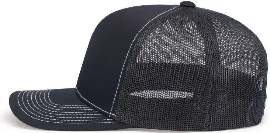 Pacific Headwear 104s Contrast Stitch Trucker Snapback - Navy White - 7’’ 7 7/8’’