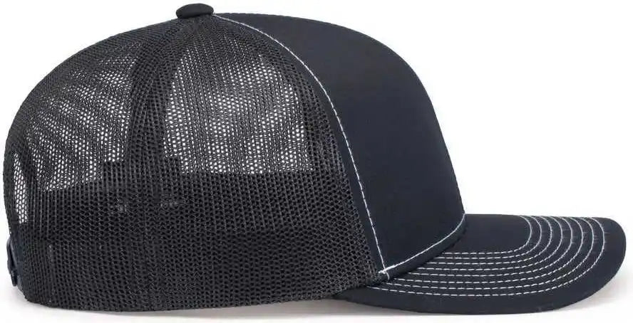 Pacific Headwear 104s Contrast Stitch Trucker Snapback - Navy White - 7’’ 7 7/8’’