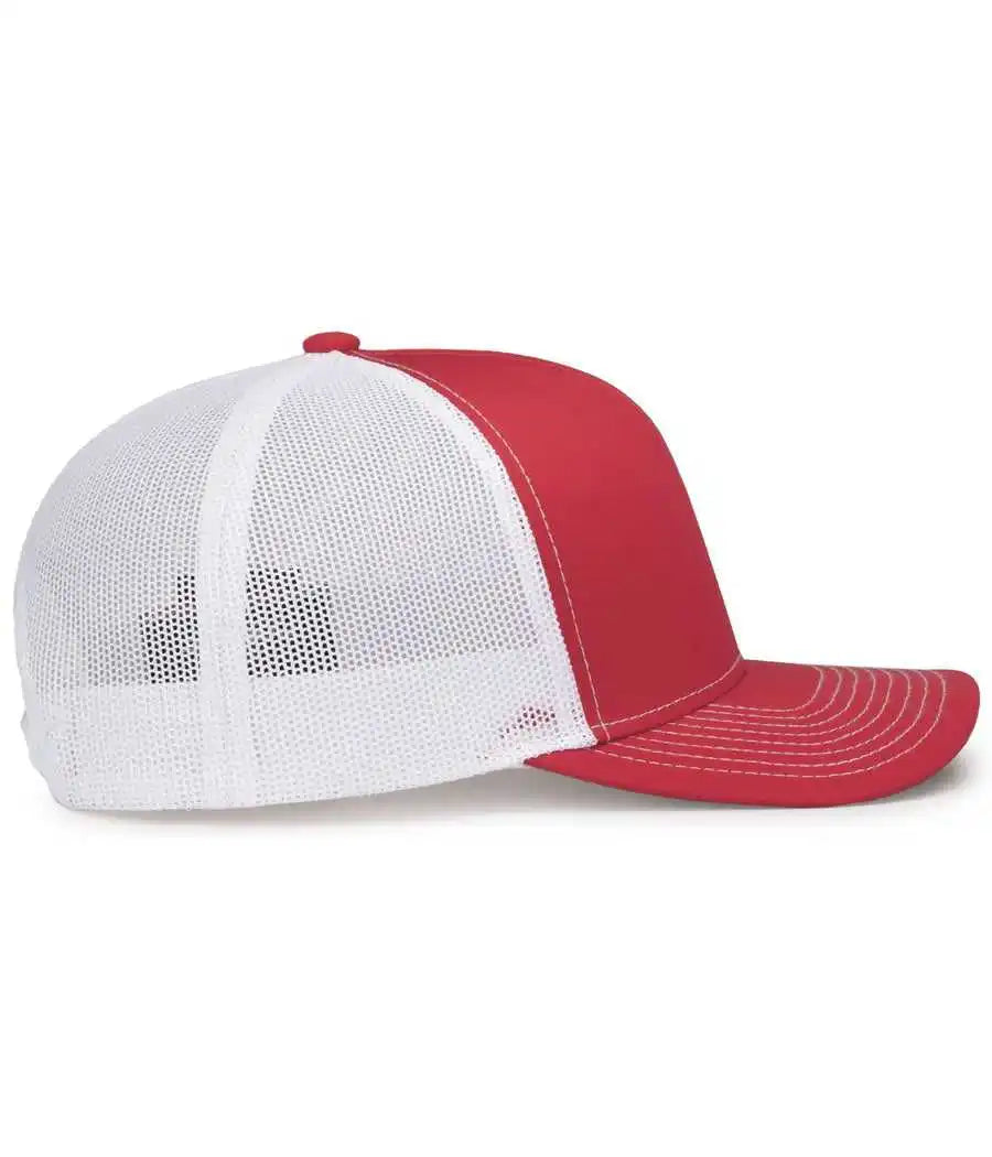 Pacific Headwear 104s Contrast Stitch Trucker Snapback Red White / 7’’ 7 7/8’’