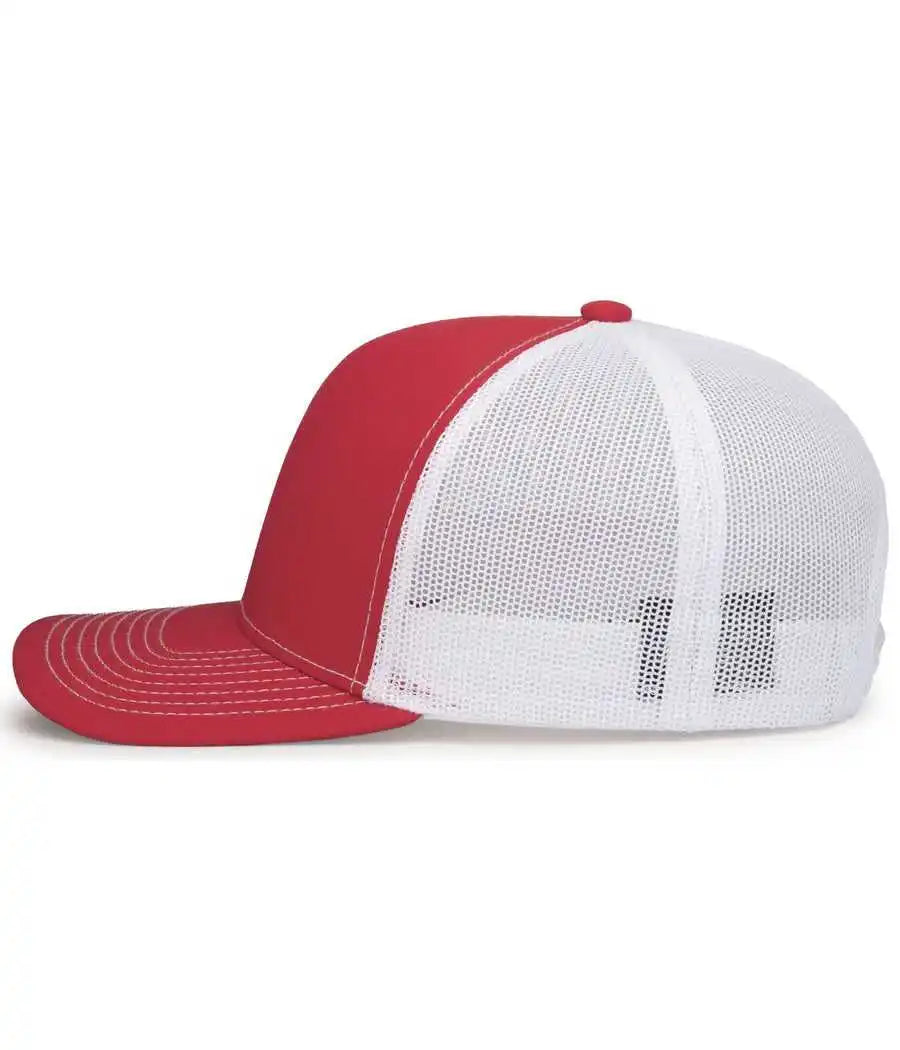 Pacific Headwear 104s Contrast Stitch Trucker Snapback Red White / 7’’ 7 7/8’’