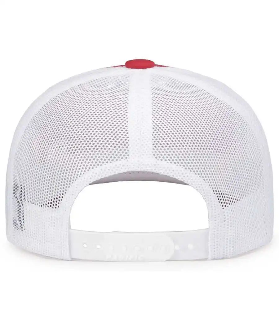 Pacific Headwear 104s Contrast Stitch Trucker Snapback Red White / 7’’ 7 7/8’’